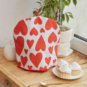 Грелка на чайник "Этель" Red hearts 28х28см, 100% хлопок., 190г/м2