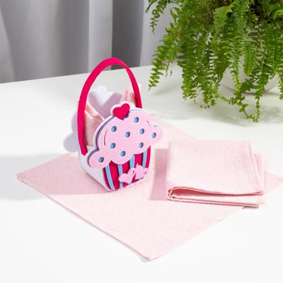 Set of towels in the basket Ethel "Sweet Tooth" 30x30cm-2 pcs, color. pink, 100% cotton