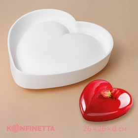 Форма для выпечки и муссовых десертов «Сердце», 19x19x6 см, цвет белый