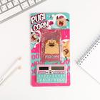 Set calculator + cover for badge of "Pug", 11.5 x 21.5 cm