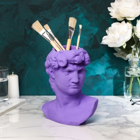 Фигурное кашпо-органайзер "Голова Давида", фиолетовый, 26 см