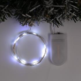 Гирлянда "Нить" 1 м роса, IP20, серебристая нить, 10 LED, свечение белое, фиксинг, 2 х CR2032 в Донецке