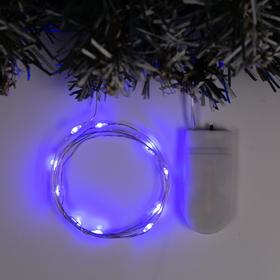Гирлянда "Нить" 1 м роса, IP20, серебристая нить, 10 LED, свечение синее, фиксинг, 2 х CR2032 в Донецке