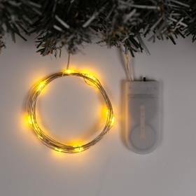 Гирлянда "Нить" 2 м роса, IP20, серебристая нить, 20 LED, свечение жёлтое, фиксинг, 2 х CR2032 в Донецке