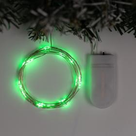 Гирлянда "Нить" 2 м роса, IP20, серебристая нить, 20 LED, свечение зелёное, фиксинг, 2 х CR2032 в Донецке