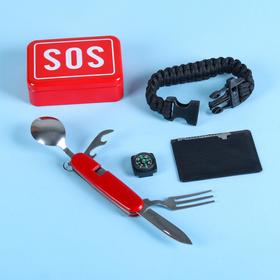 4in1 survival kit (parkord, survival map, cutlery, compass)