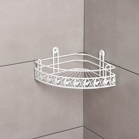 Bathroom shelf corner "OPENWORK" 1-tier radial deep (white)