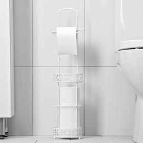 Органайзер для туалетной бумаги «Ажур», 13,5×13,5×60 см, цвет белый