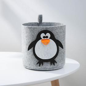 Корзина для хранения Eva Funny «Пингвин», 17×17×16 см, цвет светло-серый