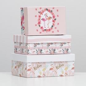 Набор коробок 3 в 1 ′Парочка фламинго′, 23 х 16 х 9,5 - 19 х 12 х 6,5 см в Донецке