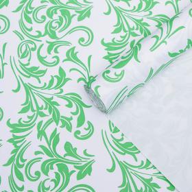 Бумага упаковочная крафт "Ветки зеленые-белые", 0,6 х 10 м, 70 г/м²