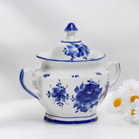 Sugar bowl "Faceted", Gzhel, porcelain, 1C