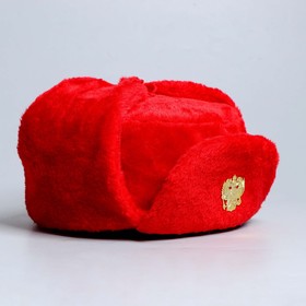 Шапка-ушанка «Красная», значок герб