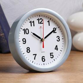 Quartz alarm clock d = 15cm, gray case 