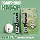 Набор «Панда», 2 предмета: зеркало, расчёска, цвет зелёный 5276378 - фото 6062277