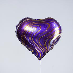Шар фольгированный 18" «Мрамор», сердце, цвет фиолетовый в Донецке