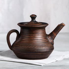 Чайник для заварки "Домашний", декор, красная глина, 1 л