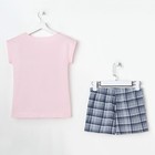 Пижама KAFTAN "Клетка" шорты, футболка, р. 52-54, розовый/серый - фото 799679011