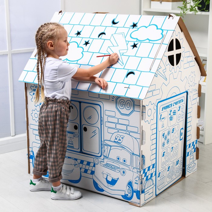 Дом из картона "Дом-раскраска" набор для творчества, Тачки, Дисней - фото 325981