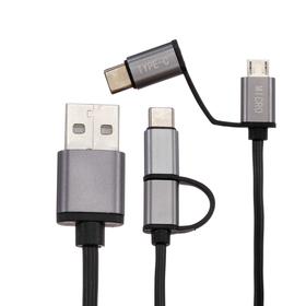 Кабель Red Line, Micro USB+Type-C - USB, 2 А, 1 м, черный 5926175