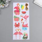 Наклейка бумага "Фламинго и тропики" 28,5х10,5 см - фото 797454642