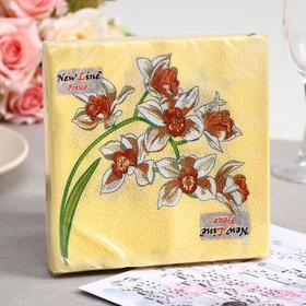 Салфетки бумажные New Line FRESCO Орхидея, 2-слоя 20 листов 33*33
