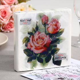 Салфетки бумажные New line FRESCO «Чайная роза», 2 слоя, 33*33 см, 20 шт.