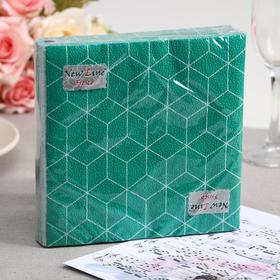 Салфетки бумажные New Line FRESCO Кубики 3D зелёные, 2-слоя 20 листов 33*33
