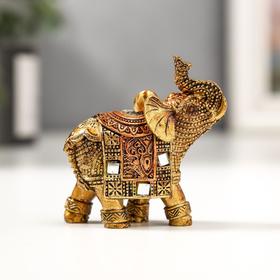 Сувенир полистоун ′Бронзовый слоник с попоной из арабского ковра′ 6,5х5,7х2,8 см в Донецке