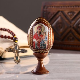 Сувенир Яйцо на подставке икона "Божья Матерь Иверская" в Донецке