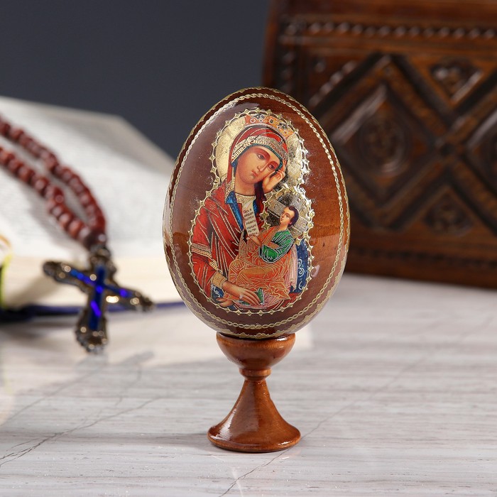 Сувенир Яйцо на подставке икона "Божья Матерь Утоли печали"