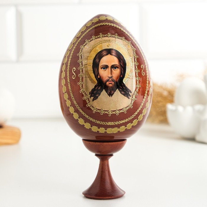 Сувенир Яйцо на подставке икона "Спас Нерукотворный"