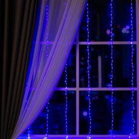 Гирлянда «Водопад» 2 × 1.5 м, IP20, прозрачная нить, 400 LED, свечение синее, 8 режимов, 220 В