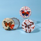 Compact mirror metal/Leatherette circle (1) without uvel d7. 5cm butterfly MIX package QF