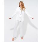 Пижама женская (сорочка, брюки) MINAKU: Light touch цвет белый, р-р 50 - фото 797465290