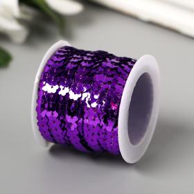 Нить из пайеток на бобине "Цветочки фиолетовые" намотка 5 метров d-0,5 см