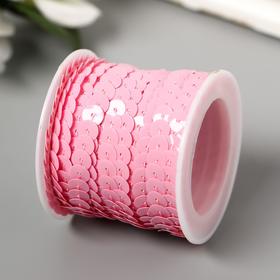 Нить из пайеток на бобине "Кругляши пастель розовые" намотка 5 метров d-0,6 см
