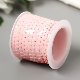 Нить из пайеток на бобине "Кругляши пастель светло-розовые" намотка 5 метров d-0,6 см