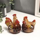 Ceramic candle holder for 1 candle "Rooster/Chicken" set of 2 pcs 12x12x6. 5 cm; 10x9x7 cm
