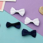 Зажим для волос "Бантик" (цена за штуку) шахматка 4,8 см, белый и синий (6 шт) - фото 800780898