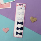 Зажим для волос "Бантик" (цена за штуку) шахматка 4,8 см, белый и синий (6 шт) - фото 800780900