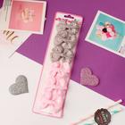 Зажим для волос "Бантик" (цена за штуку) полоса в горошек 5,5 см, крем-брюле и розовый (6 шт) - фото 800273823