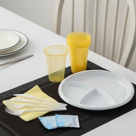 Набор одноразовой посуды «Праздник», 6 персон, цвет МИКС