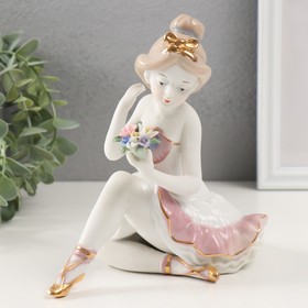 Сувенир керамика "Изящество балета" белый с золотом 16х16х11,5 см