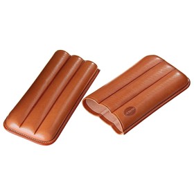 Leather cigarette case light brown for 3 cigars with a diameter of 1.8 cm. 