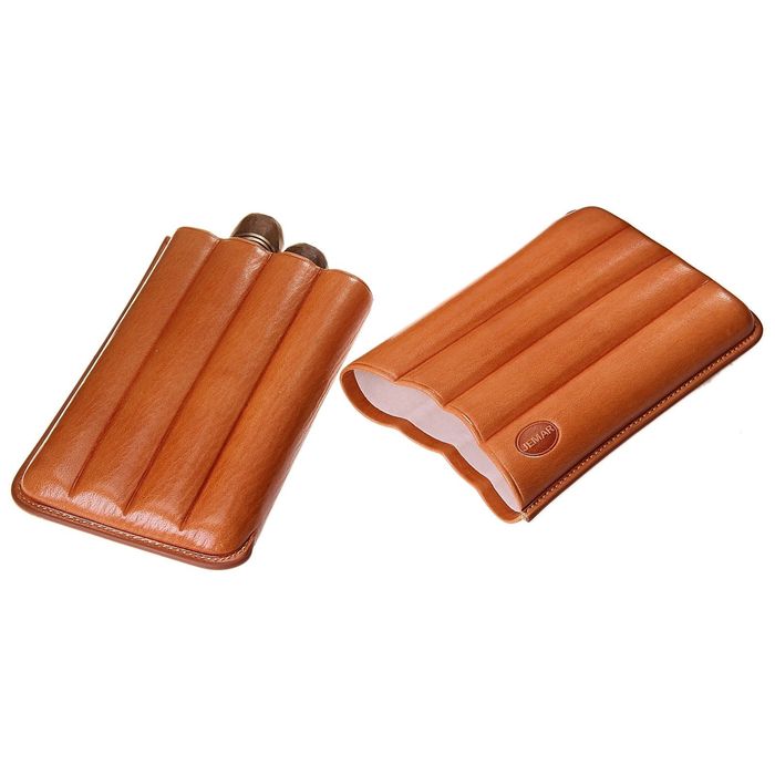 Портсигар светло-коричневый, для 4 сигар, d = 1,8 см, 14,5 × 10 × 3,5 см - фото 1370856