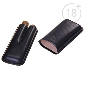 Black cigarette case for 2 cigars, d 2.1 cm. 