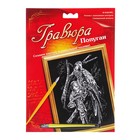 Гравюра с металлическим эффектом серебра "Попугаи", в комплекте штихель