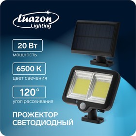 Светодиодный прожектор на солнечной батарее 20 Вт, выносная панель, 17 × 14 × 10 см, 6500К