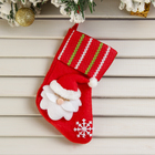 Носок для подарков "Дед Мороз со снежинкой" 13х8 см, бело-красный - фото 3705408